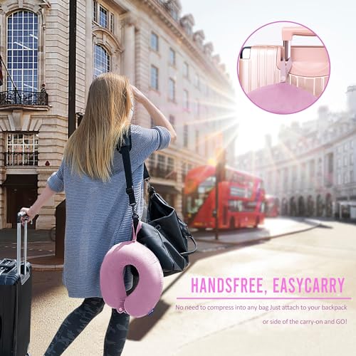 Image of Fabuday Travel Neck Pillow Memory Foam for Airplane Traveling Light Purple