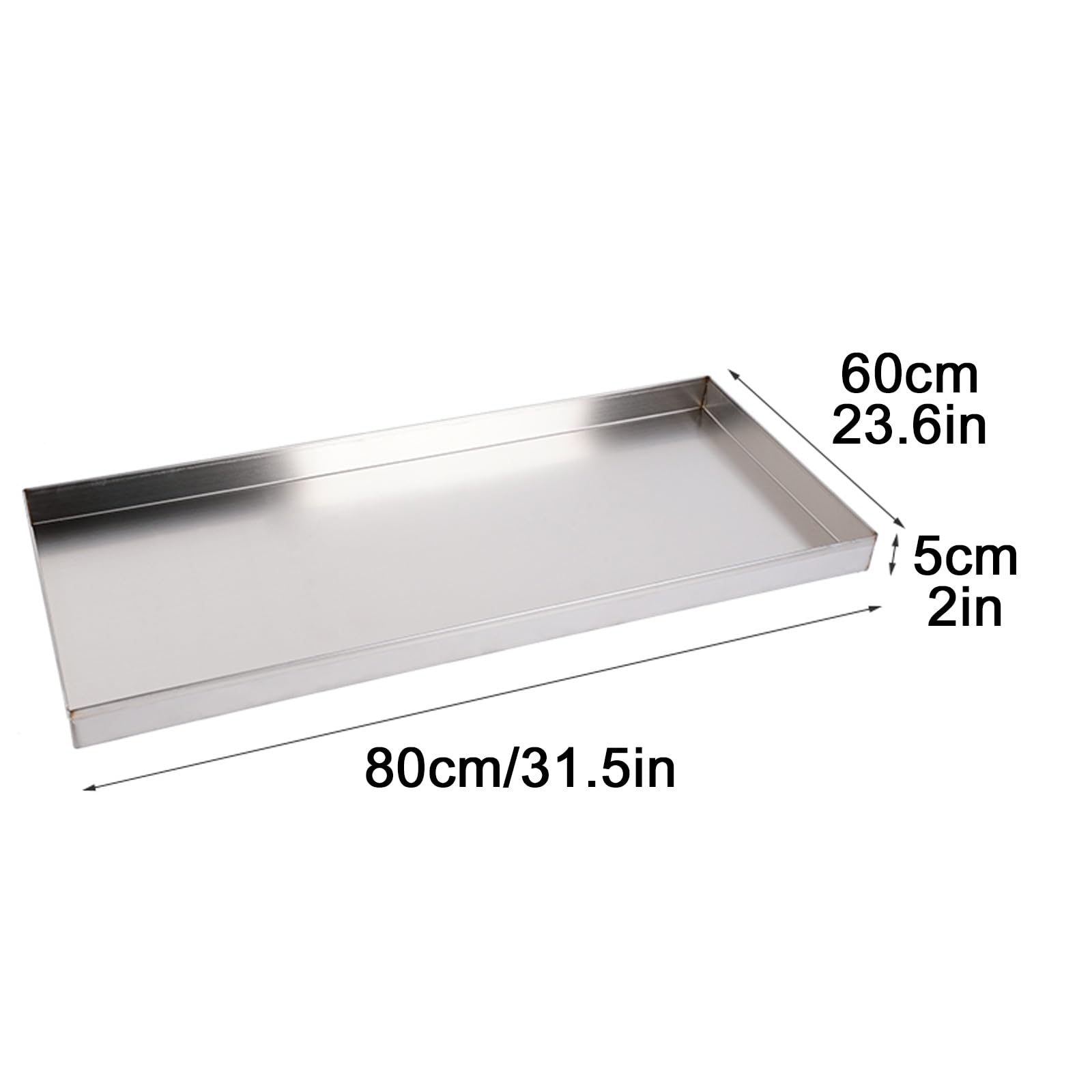 Vassoio di raccolta in acciaio inox, per la protezione del pavimento, senza foro di scarico, di grandi dimensioni, 80 x 60 x 5 cm