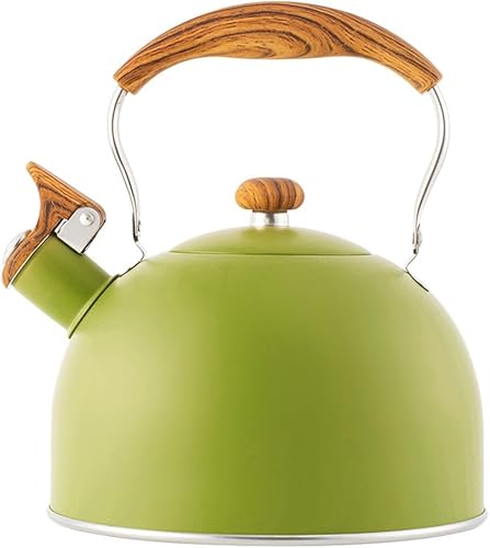 Hervidor de té silbante de 2.5 L, hervidor de té de acero inoxidable, hervidor automático de agua hirviendo con asa, tetera para leche, té, café,