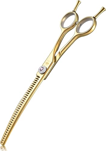 PURPLEBIRD Tijeras curvadas para el aseo de perros, 7 pulgadas, tijeras profesionales de adelgazamiento de punta roma, tijeras de corte para perros,