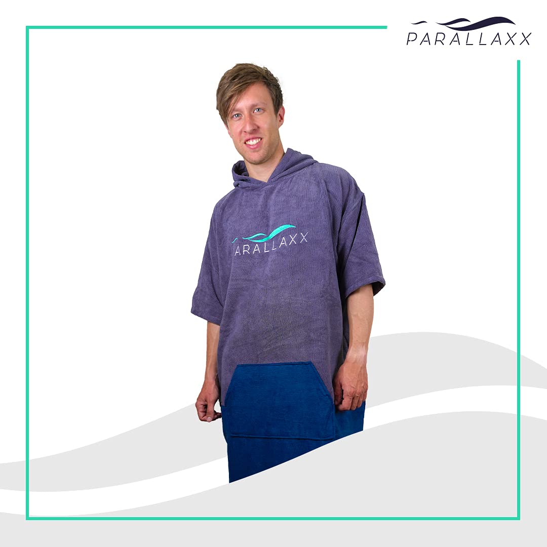 ParallaxxAll Weather Surf Poncho Changing Towel | Water Wind Proof Thick Warm Cotton Wetsuit Robe for Surfing Scuba Wake Kite Board Swim