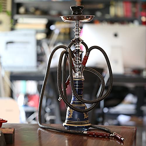 Hookah Shiftah 4 Schlauchhukahn Set, 21,6" Glas Shisha-Wasserhaarige Mit 50 Vorgestanzten Hukahn-Folienabdeckungen, 100 Einweg-Hukahn-Mundtipps,Blau – Bild 7
