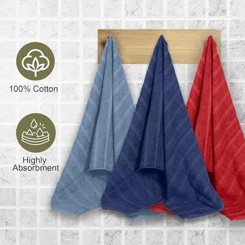 Image of Divine Casa 100% Cotton 250 GSM Quick Dry Bath Towel Highly Absorbent, Super Soft, Lightweight Towel (Size: 70 x 140 cm | Red) Pack of 1