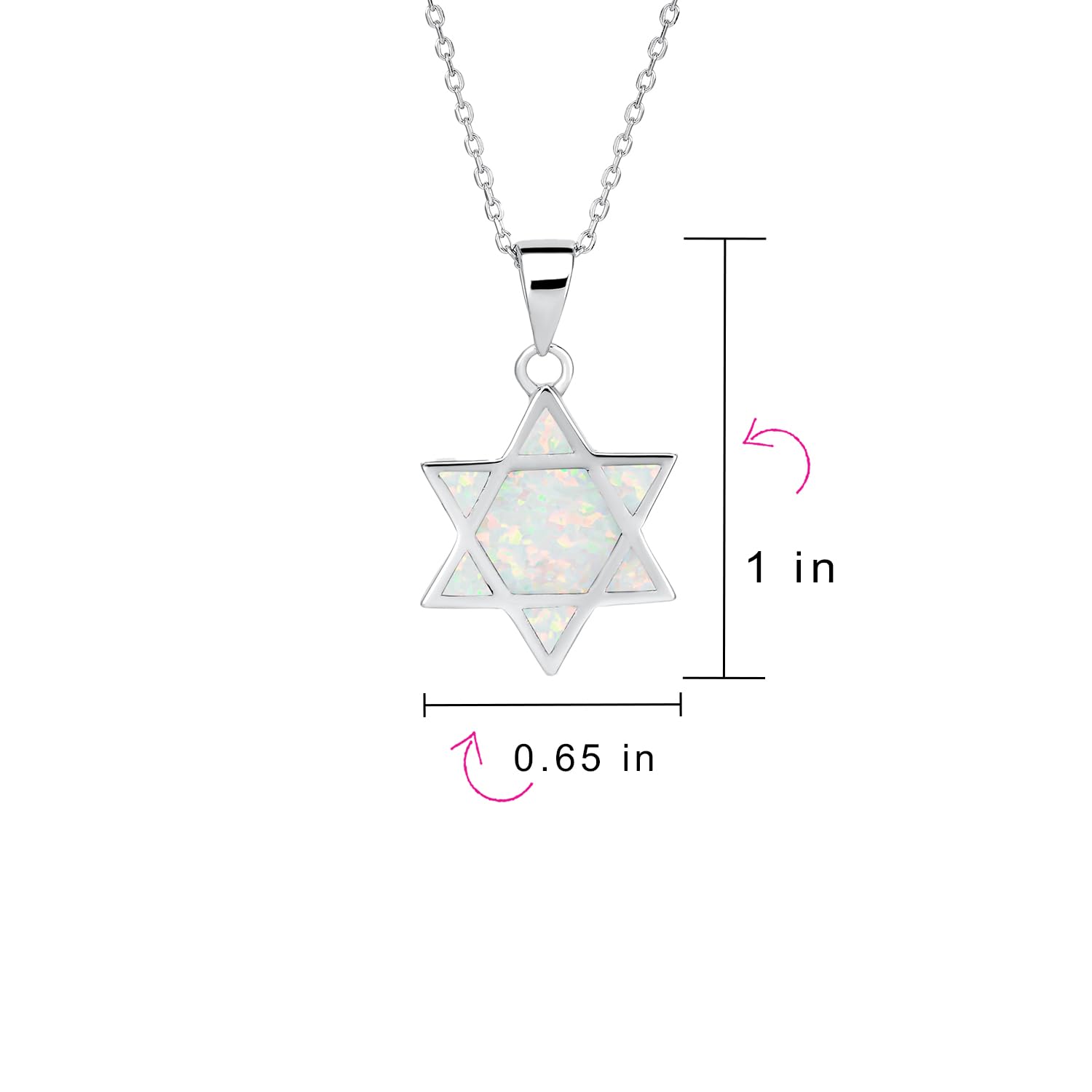 Bling Jewelry Collana con ciondolo Stella di David da donna in argento sterling 925 rodiato e opale blu creato, con catenina regolabile (16-18 pollici) personalizzabile