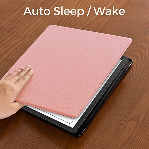Image of CoBak Case for Kindle Scribe - All New PU Leather Cover with Auto Sleep Wake Feature for Kindle Scribe 10.2 inch 2022 & 2024 Released with Pen Holder,Rose-Gold
