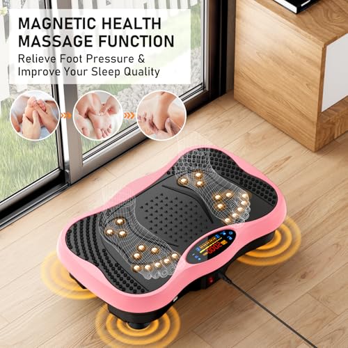 Image of Vibration Plate Exercise Machine, 130 Levels Full Body Workout Vibrating Plate for Lymphatic Drainage Weight Loss, 450 Lbs Capacity Shake Platform with Resistance Bands Bluetooth for Women Men