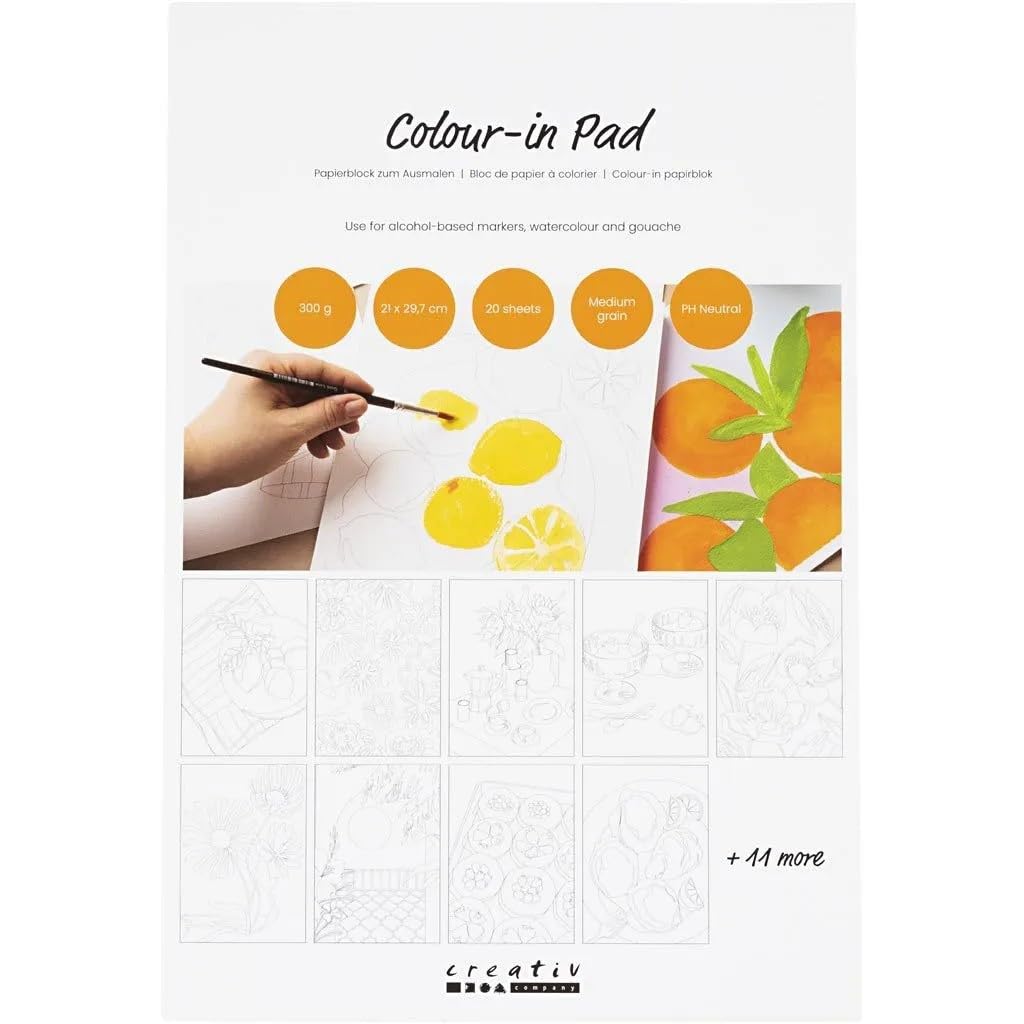 Creativ Company Colour Block Lot de 20 feuilles de papier à dessin 300 g Format A4