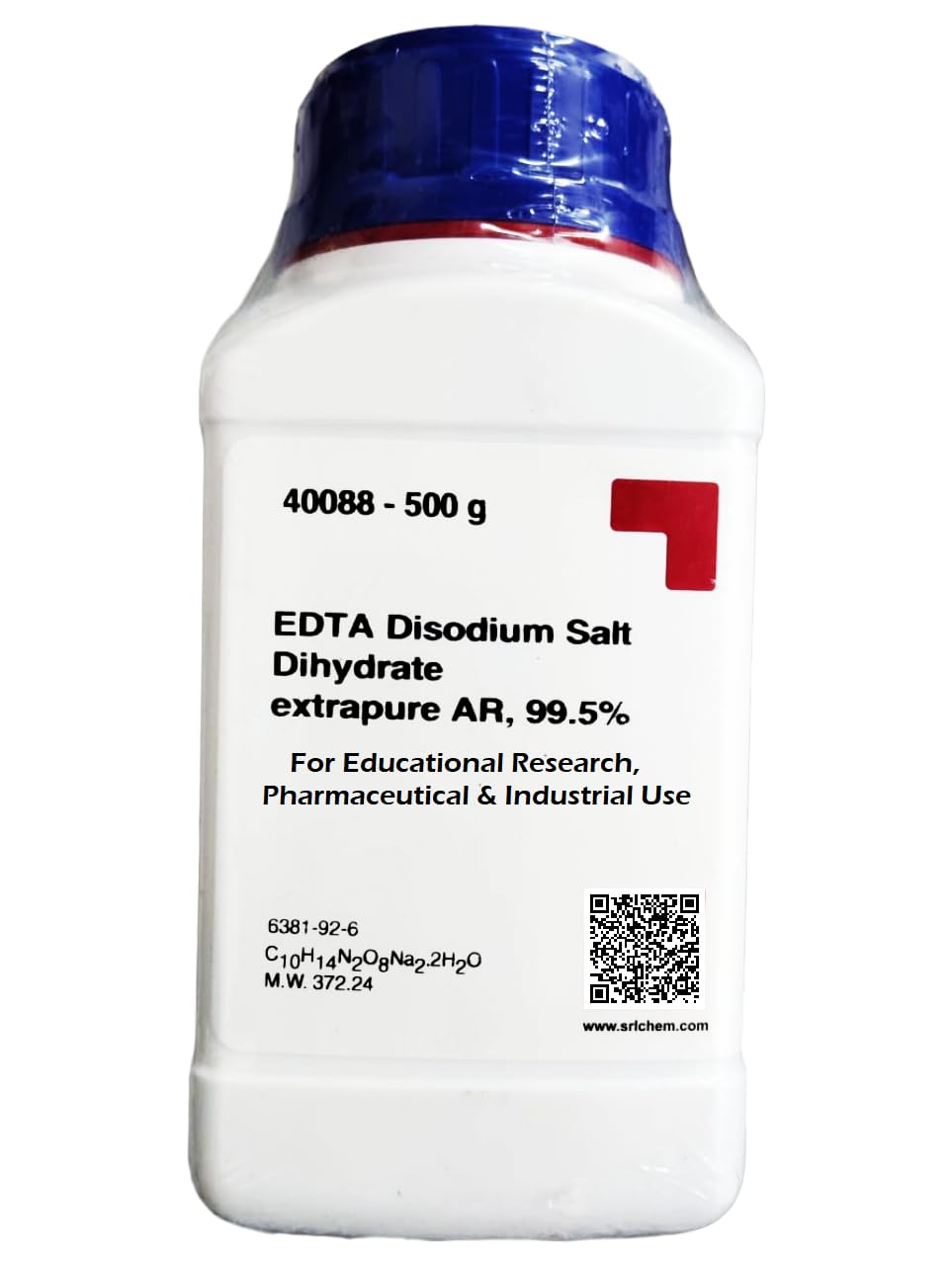 SRL EDTA Disodium Salt Dihydrate 100Gm AR Grdae, 99.5%, CAS 6381-92-6, Molecular Formula : C10H14N2O8Na2.2H2O, Storage : Room Temperature,Shelf Life : 60 Months, for laboratory use only.-picture-23