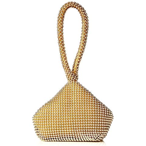 Eleoption Bridesmaid Women Lady Girl Bride Bling Zipper Alumium Sequins Prom Cocktail Party Wedding Engagement Evening Bag Purse Clutch Pouch, Gold Cover