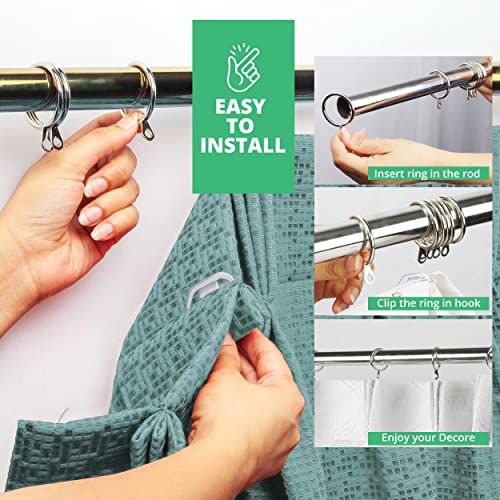 Image of HASTHIP Metal Curtain Rings 12PCS, 37mm ID, Rust-Resistant, Silver | Easy Hanging, Smooth Glide, Resists Rust, Metal Construction, Eyelet Hooks, Large Inner Diameter, Support Available