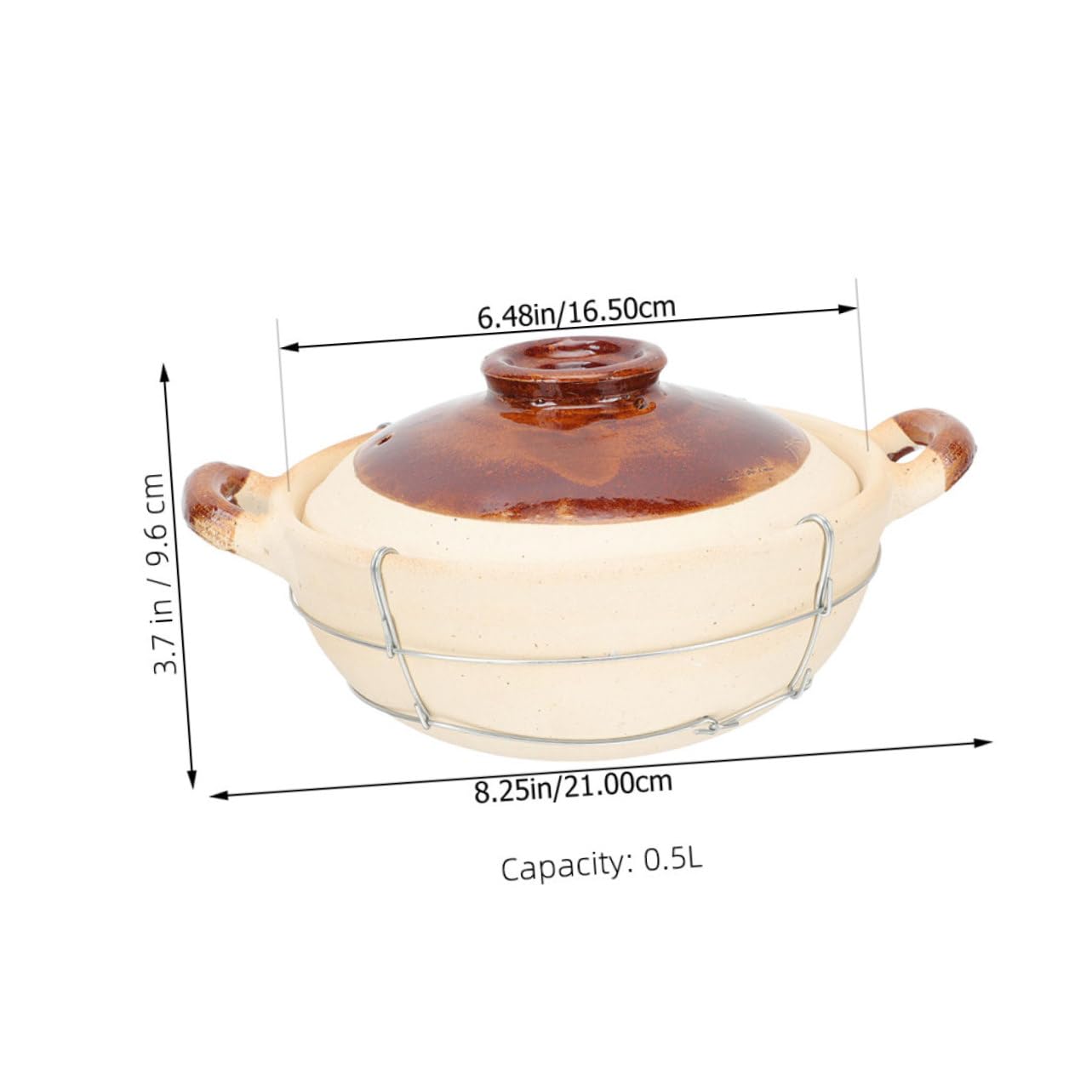 2piezas Cazuela De Barro Con Tapa Para Arroz Y Sopas Olla De Cocción Individual De Alta Temperatura Utensilio De Cocina Para Hogar Y Preparación De Comidas Con Mango Ergonómico