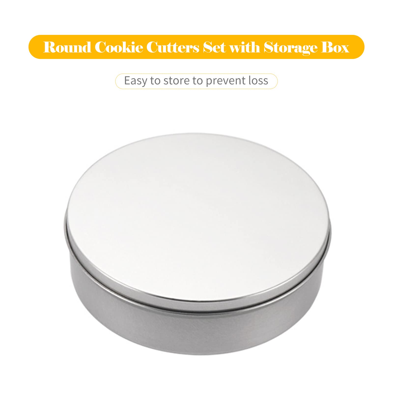 Juego de 12 cortadores de galletas redondos estriados con caja de almacenamiento, cortadores de galletas de Navidad, juego de moldes de acero inoxidable de diferentes tamaños para fiestas, postres,