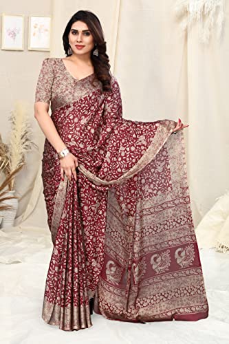 Image of MIRCHI FASHION Saree for Woman Chiffon Madhubani Print | Breathable Comfortable Printed Saree for Office and Regular Use (Available in 15 Designs)