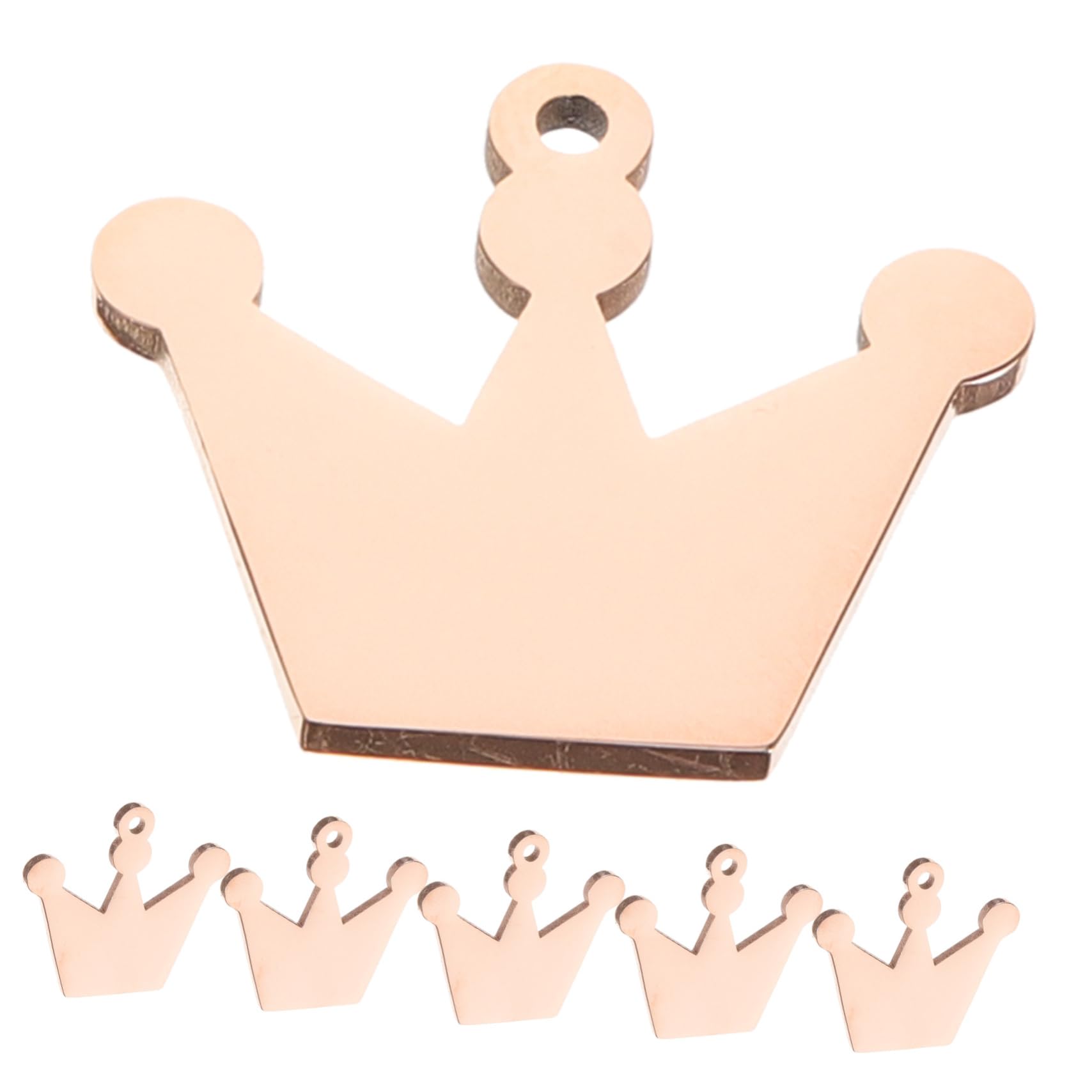 NUOBESTY Pendentif Couronne Ébauches D'étiquettes De Chien Étiquette De Nom De Collier De Chien Plaque D'identification Base De Bricolage Couronne Rose Gold Métal