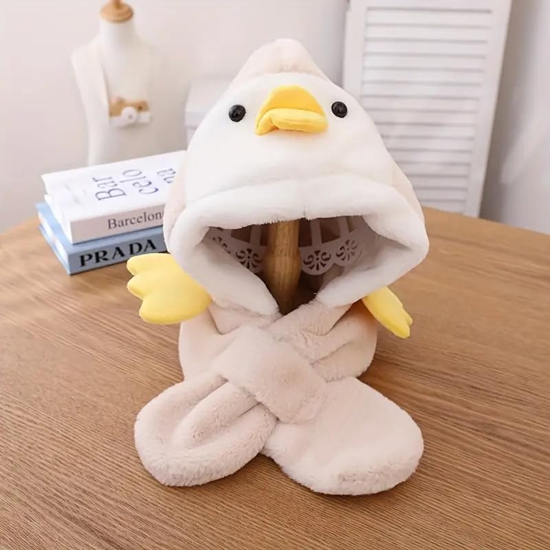 Image of Winter Animal Design Beanie Cap Hat for Baby Boy and Girl's l Woolen Fuzzy Fleece Soft Faux Fur Plush Cute Costume Toy Hood for Kids | Age 2 to 6 Years