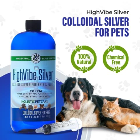 Holistic Pet Care Colloidal Silver for Dogs, Cats, Horses & Birds – 20 PPM Wound Care, Hot Spot Treatment, Skin Relief & Immune Support – All-Natural Pet Colloidal Silver Solution, with Syringe (32oz) - Thumbnail 2