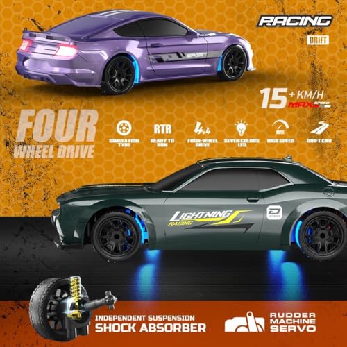 Image of Bestie toys Mini RC Drift Car with Gyro, 1 /43 Scale Remote Control Car High Speed Racing Micro Small with Full Proportional RTR 2.4GHz Remote 2 Tire Sets 8 Cones (Foord Mustanng Six Gen)