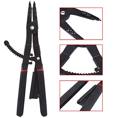 Snap Ring Pliers Set, 16" Heavy Duty Circlip Snap Ring Pliers Tool Set Retaining Ring With Replacement Tips For Removal Of Retaining Clip Circlip Snap Rings Automotive Engine Repair Projects, Black #TOP3