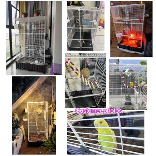 Vogelkäfig-Set aus Acryl für - Transparentes horizontales Drahtgeflecht - 12-teilige Kollektion für optimale Vogelpflege
