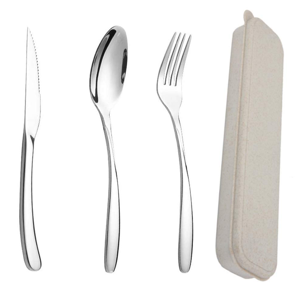CHAYA 4-Piece Steak Knife and Fork Set, Elegant Life Stainless Steel Dinner Knife Set, Fine Polished Prongs Cutlery, Flatware, Silverware。