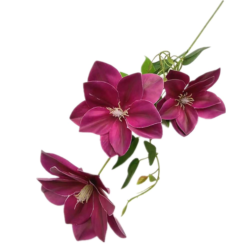 forestmistry Knstliche Clematis-Blumenzweige, 3 Kpfe, fhlt sich echt an,  Passionsblte, Baumstiel, 14 cm Kpfe, Kunstkunststoffblumen (Rosarot), 6  Stck : Amazon.de: Home & Kitchen