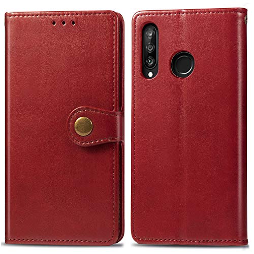 Oihxse Compatibile per OnePlus 7t Pro Cover,Pelle Portafoglio Flip Funzione Stand Cover OnePlus 7t Pro Silicone a Libro Antiurto Portafoglio con Slot per Schede Chiusura Magnetica (rosso)