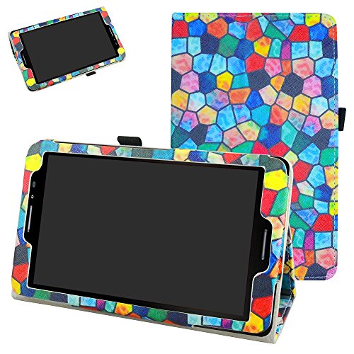 AT&T Trek 2 HD Case (Model 6461A),Mama Mouth PU Leather Folio 2-Folding Stand Cover with Stylus Holder for 8" ZTE Trek 2 HD K88 /ZPad 8 K81 Android Tablet,Stained Glass