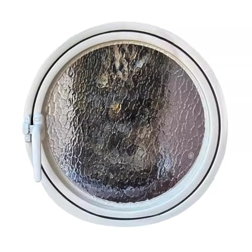 FenêTre Coulissante Fenêtre en verre ondulée avec hublot rotatif rond pour garage, maisonnette, décoration de pièce(40cm/15.7