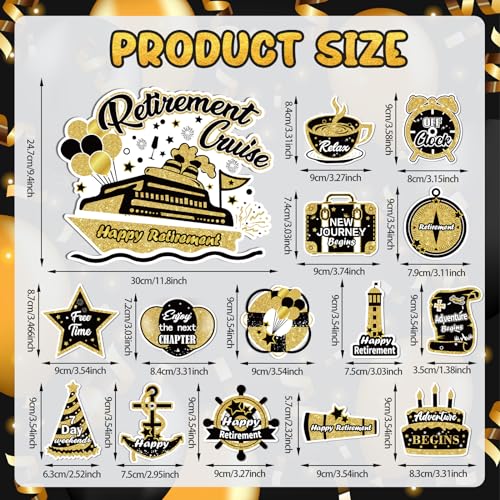 Imanes decorativos Happy Retirement Cruise en negro dorado miniatura 7