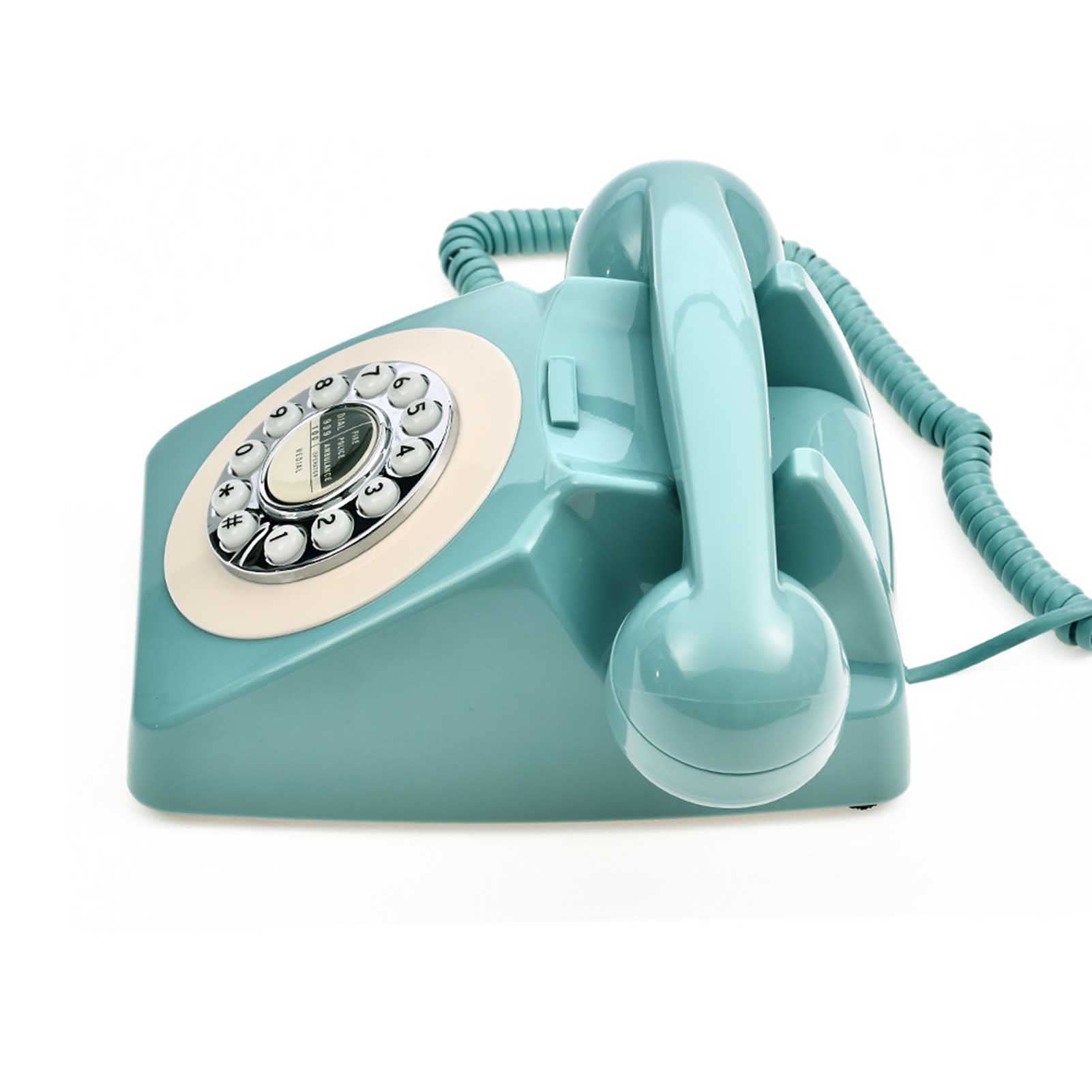 Przewodowy telefon stacjonarny w stylu retro, klasyczny vintage staromodny telefon do domu i biura, przewodowy telefon domowy prezent dla seniorów
