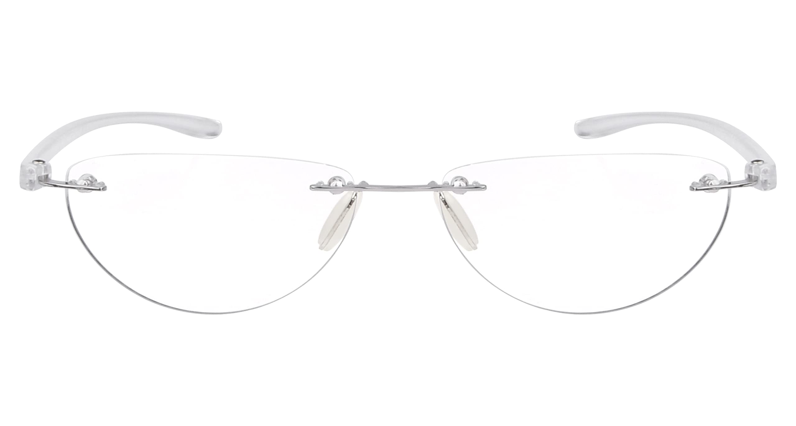 Reducblu Rimless Reading Glasses for Women and Men +2.50 - Half Moon lens with Silver Arm