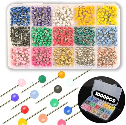 Amazon.com : 600 PCS Multi-Color Push Pins Map Tacks,1/8 inch Round ...