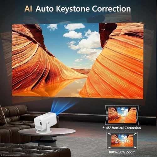 Image of Thunder Pro Smart Projector | Native 1080p Full HD, 4K Supported | Auto Focus | Android 13 | WiFi 6 & Bluetooth | Built-in Speaker | 1GB RAM + 8GB Storage | Home Theater | 2-Year Warranty