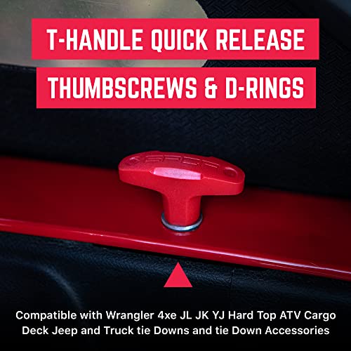 Image of GPCA Quick Release Tie Down GP Anchor PRO, Wrangler JL 2018-2025 | w /o Nut, M8 25mm Thumbscrew, Hardtop Removal, Jeep Accessories & Cargo Tie Down (6PC, Red)