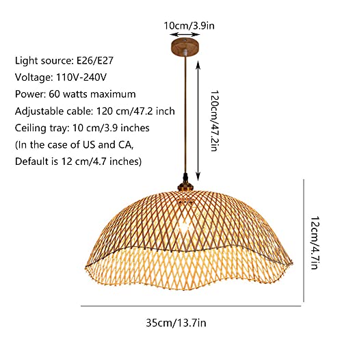 Lustre moderne en osier de 35 cm pour plafonnier de chambre - 7