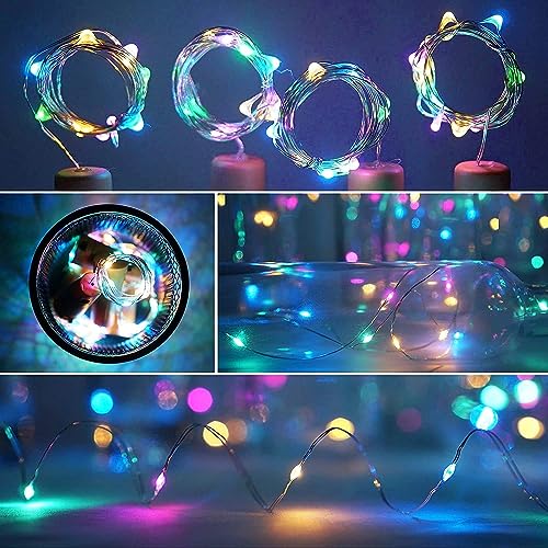Image of Zilloquil 20 LED Wine Bottle Cork Copper Wire String Lights, 2M Battery Operated Perfect for Home Decoration, Party, Living Room, Bedroom, Dining Room, Decor Light (Multi, Pack of 5)