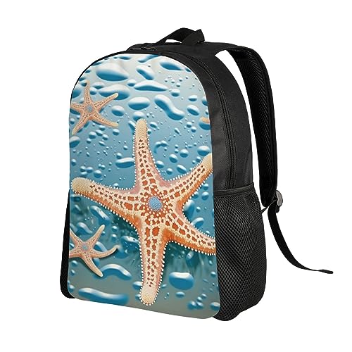Mochila impermeable con estampado de estrella de mar negra miniatura 2