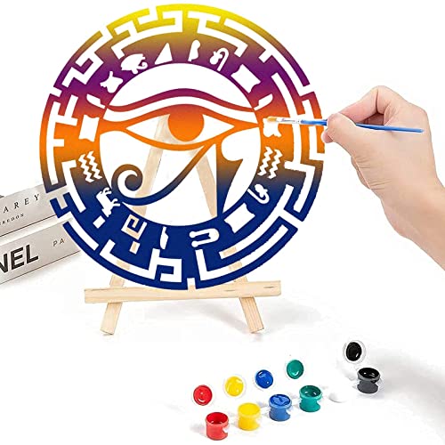 Image of Egyptian Wall Decor 4 Pieces Wooden Wall Art Eye of Horus Evil Eyes Symbol Egypitan Artwork Ankh Of Isis With Open Wings and Pyramid Decor Home Decor for Living Room Sacred Geometry Wood Art