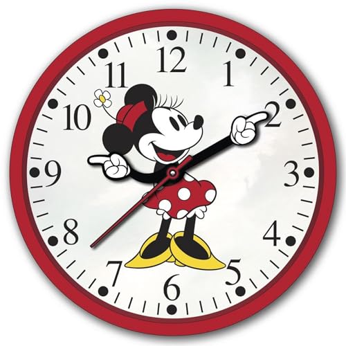 Accutime Reloj de pared retro de Minnie Mouse con manecillas de reloj de 10 pulgadas