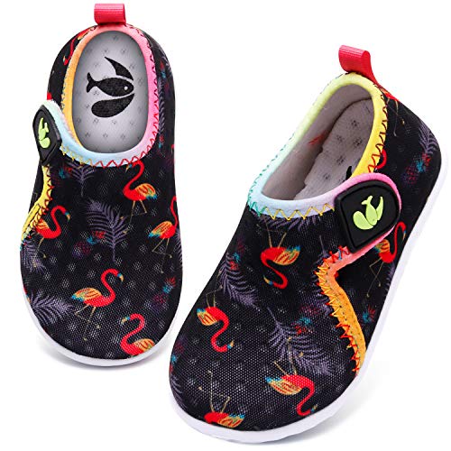 FEETCITY Baby Boys & Girls Water Sneakers Beach Swim Pool Shoe Barefoot Aqua Socks Black Crane 2.5-3 Years Toddler