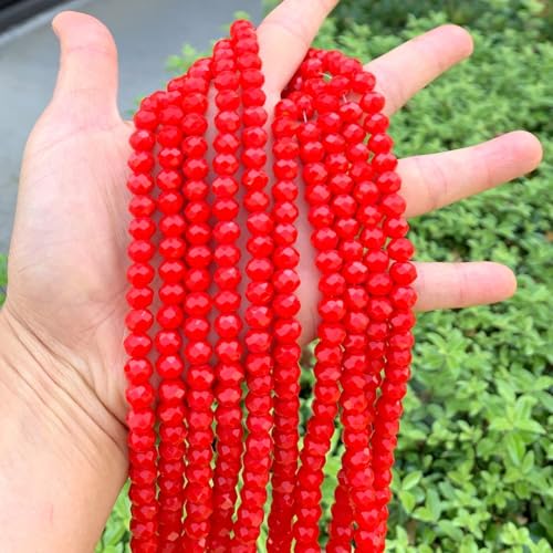 Image of 350pcs Czech Faceted Rondelle Crystal Glass Beads 8mm Bulk Coral red