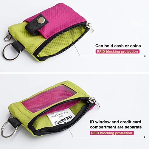 Image of CHENSPRX Minimalist RFID Blocking Small Wallet with ID Window,WaterResistant Zip Id Case Wallet with Lanyard Keychain for Cards,Cash,Travel,Women,Men