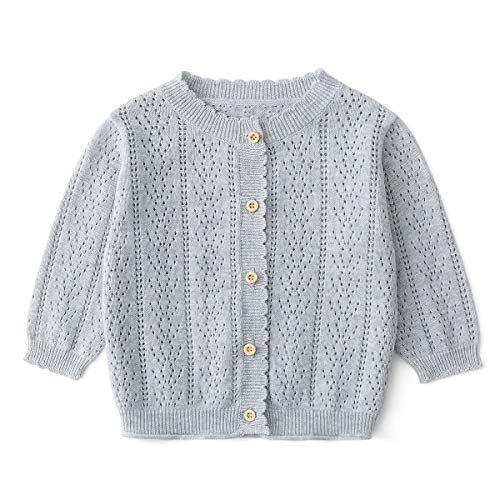 Simplee kids Baby Girl Thin Sweater Solid White Pink Cardigans for Toddler 0-3Years