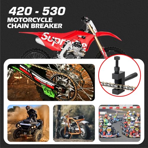 Image of DYC Professional Chain Breaker Tool 420-530 with 2 Replaceable Cutting Pins & Hex Key, Fits 40 /410 /415 /420 /428 /50 /520 /525 /530 Roller Chain for Motorcycle /ATV /Mini Bike /Pit Bike /Dirt Bike & Go Kart