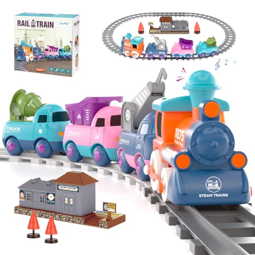 Train Set for Toddler Toys,Electric Train Toy for 3-5 Year Old Boy Gifts, Christmas Trains Set for Kids Ages 4-8 with Music, Light,Tracks,Kid Toys for 4 5 6 Year Old Boy Girl Christmas Birthday Gifts
