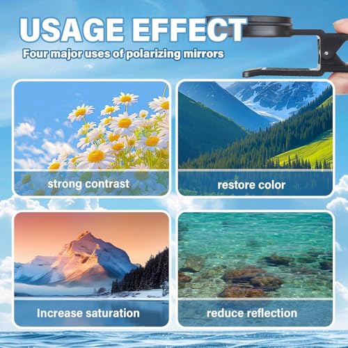 Image of CPL Filter for Mobile Set, 52mm Clip-On Polarizing Lens Filter Kit,Nd Filter for Mobile Compatible with Most Smartphones for Outdoor Photography