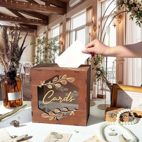 Tarjetero de estilo vintage con ventana y detalles de plata decorativa de boda 5