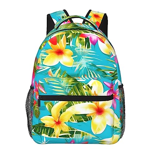 Sac à dos en toile légère OdDdot imprimé hawaïen noir taille unique pour homme et femme