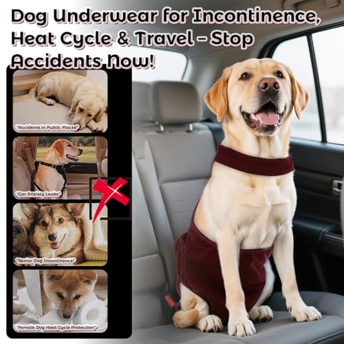 Image of QBLEEV Female Dog Diapers with Adjustable Suspenders - Washable Sanitary Panties for Dogs in Heat or Incontinence, Escape-Proof Reusable Pet Period Underwear Onesie for Small to Large Breeds