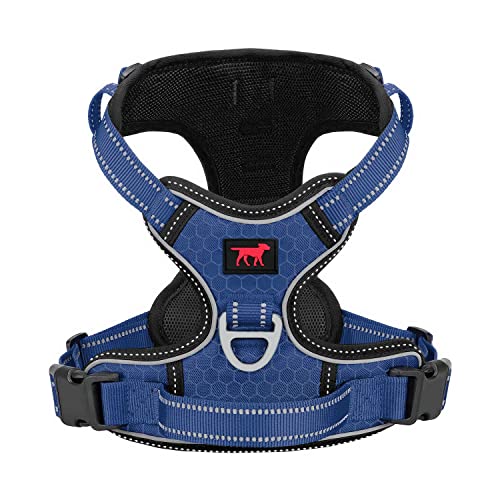 Tuff Pupper Anti Pull Heavy Duty Dog Harness, Easy Walk Front & Back Leash Clips, Strong Safety Handle, Reflective Vest, Comfortable Padded Training Harness, Small Medium Large Dogs (Medium, Blue) Tuff Pupper Anti Pull Heavy Duty Dog Harness, Easy Walk Front & Back Leash Clips, Strong Safety Handle, Reflective Vest, Comfortable Padded Training Harness, Small Medium Large Dogs (Medium, Blue)